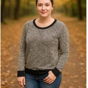 2/$30 Vanity Y2K Black White Marled Knit Sweater XL Women’s Cozy Pullover